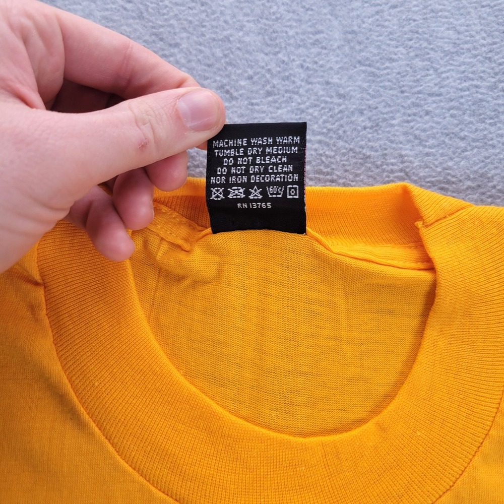 Screen Stars T-Shirt Mens Large Yellow Vintage Single Stitch Blank Made in USA - Picture 3 of 7